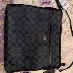 Black leather Coach purse — BRAND NEW w/tags